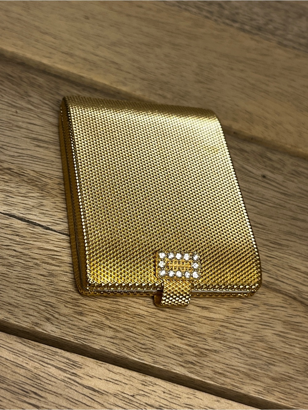 VINTAGE MAX FACTOR Regency Collection Thin Line Compact Gold Tone Rhinestone